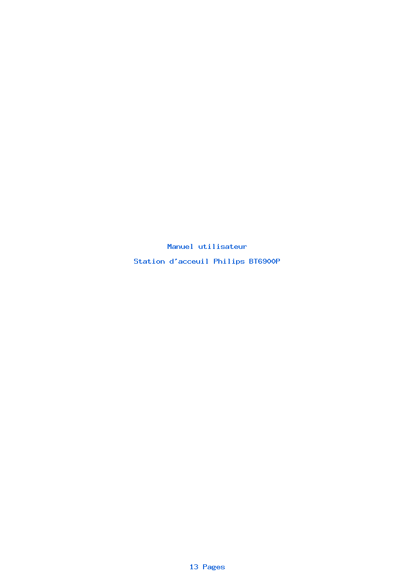 Page 1 de la notice Manuel utilisateur Philips BT6900P