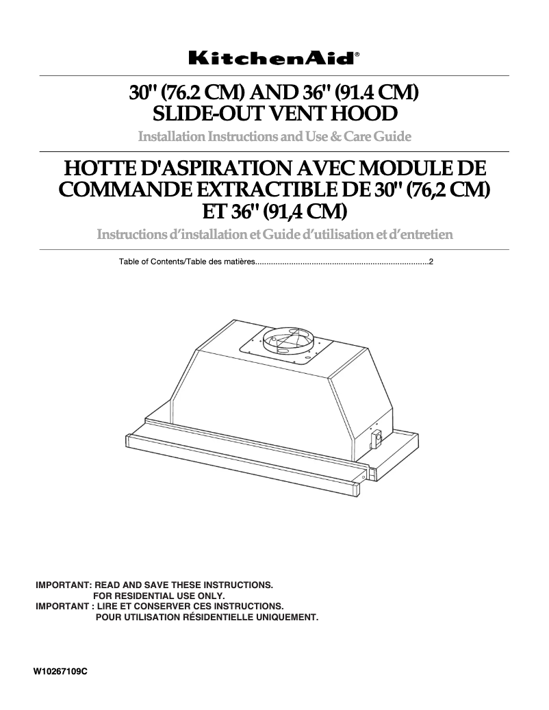 Page 1 de la notice Guide d'installation KitchenAid KHSU265WBA