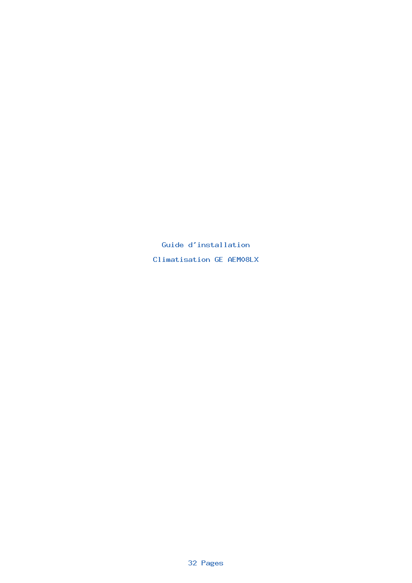 Page 1 de la notice Guide d'installation GE AEM08LX