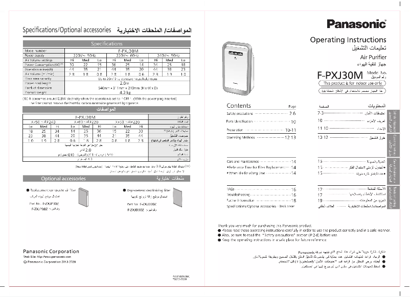 Page 1 of the manual User Manual Panasonic F-PXJ30M