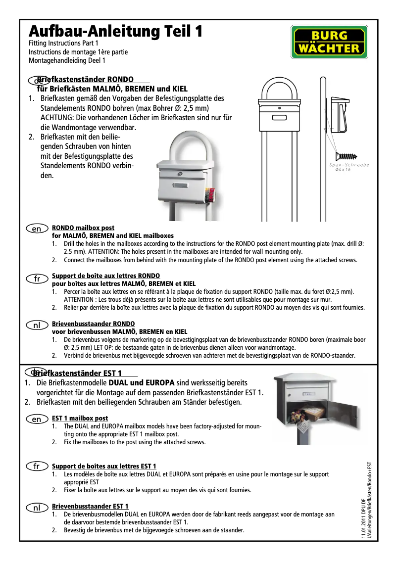 Page 1 of the manual User Manual Burg Wächter KIEL 886 W