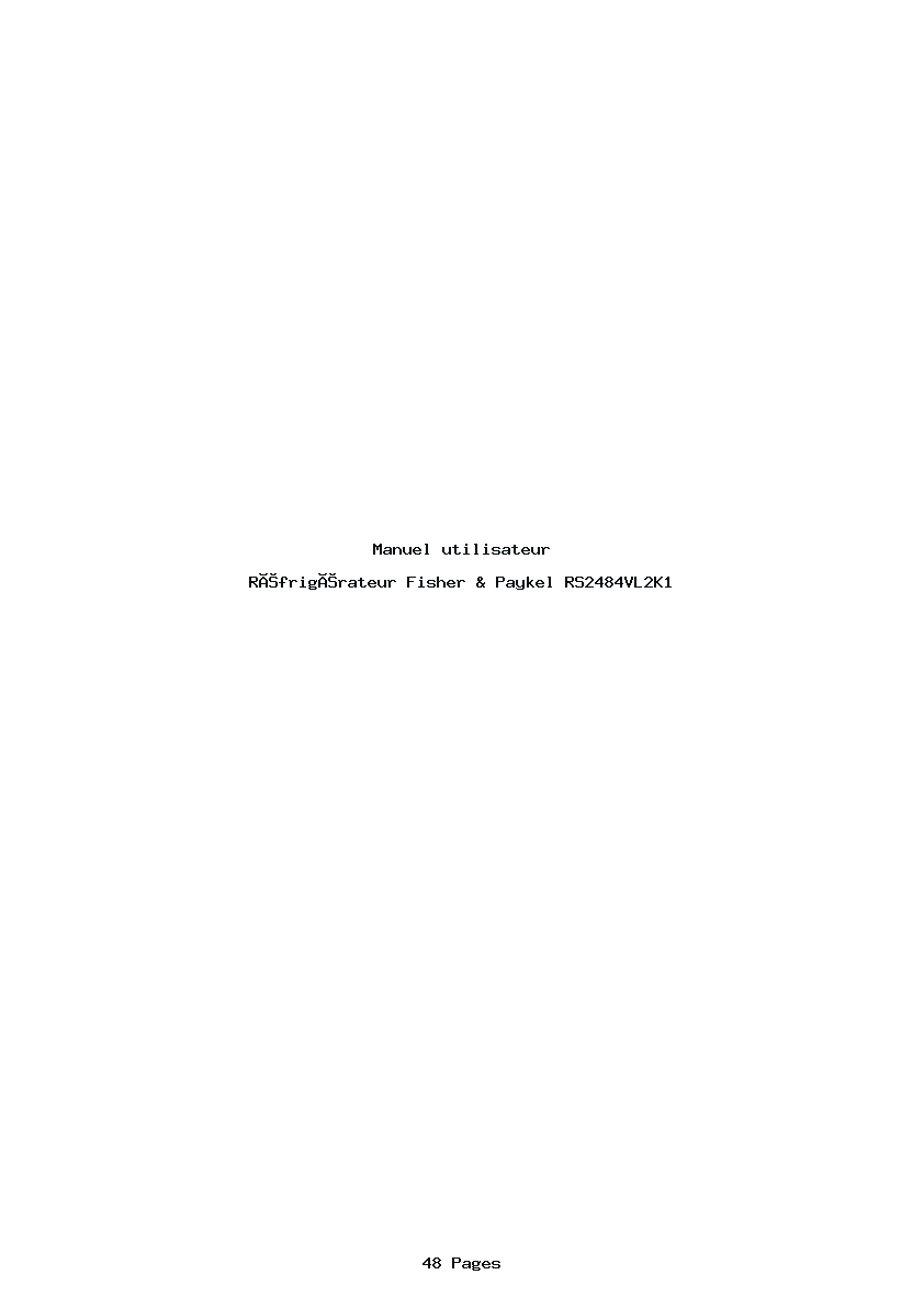 Page 1 de la notice Manuel utilisateur Fisher & Paykel RS2484VL2K1