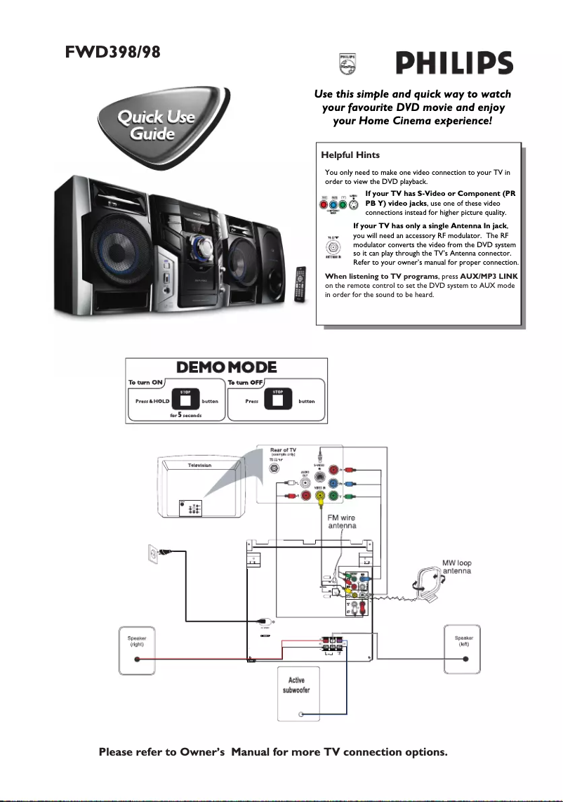 Página 1 del manual Guía de inicio rápido Philips FWD398