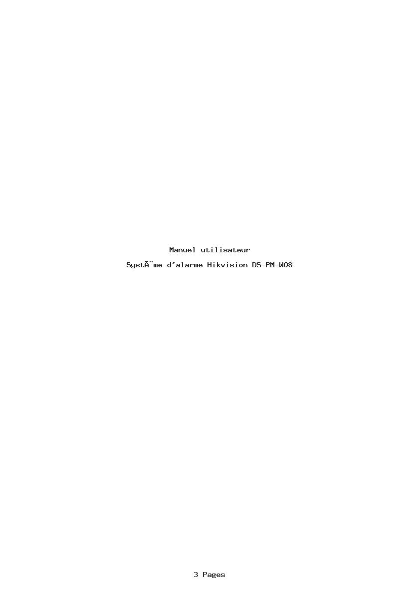 Page 1 de la notice Manuel utilisateur Hikvision DS-PM-WO8