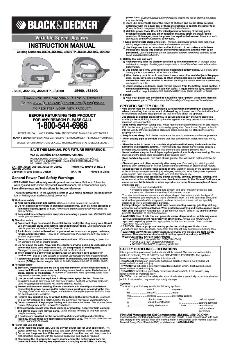 Página 1 del manual Manual de usuario Black & Decker JS4000