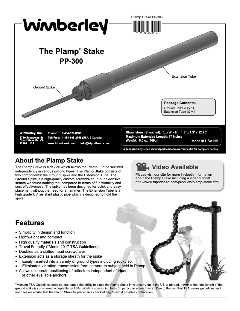Page 1 de la notice Manuel utilisateur Wimberley PP-300