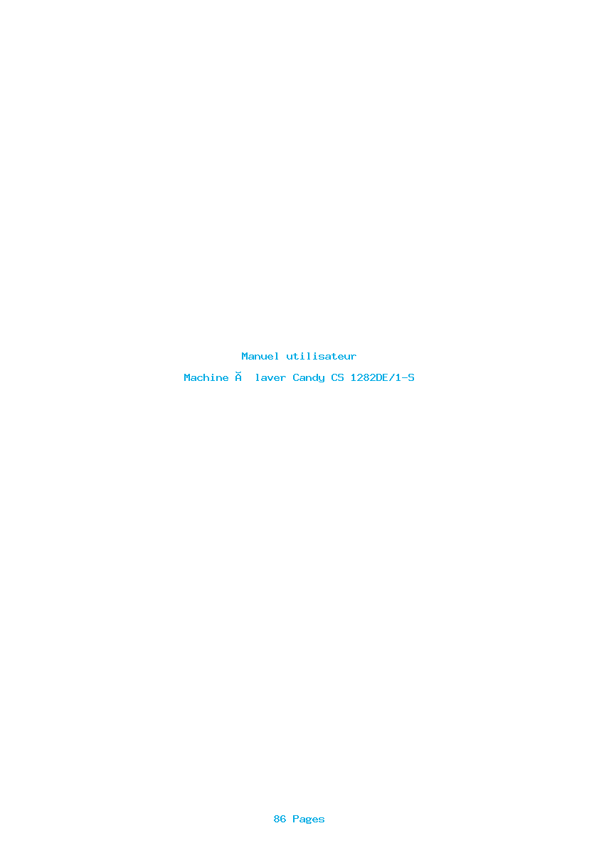 Page 1 de la notice Manuel utilisateur Candy CS 1282DE/1-S