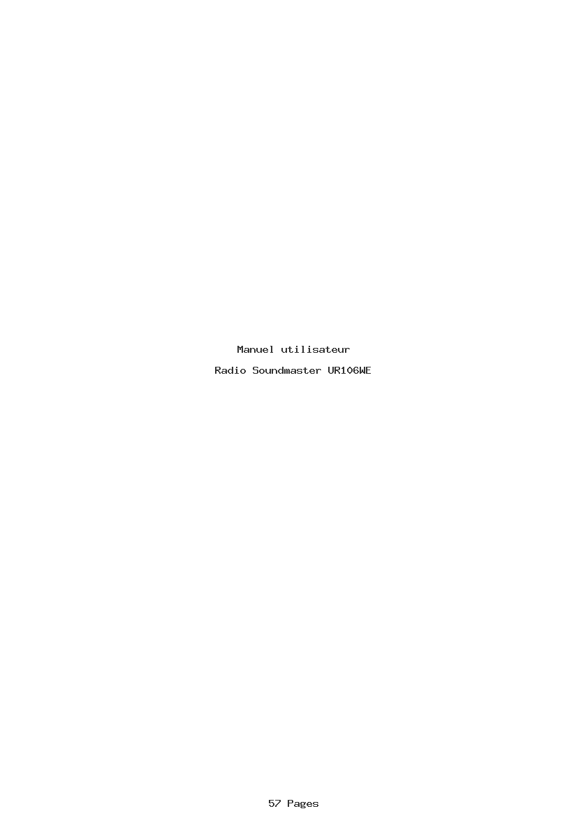 Page 1 de la notice Manuel utilisateur Soundmaster UR106WE