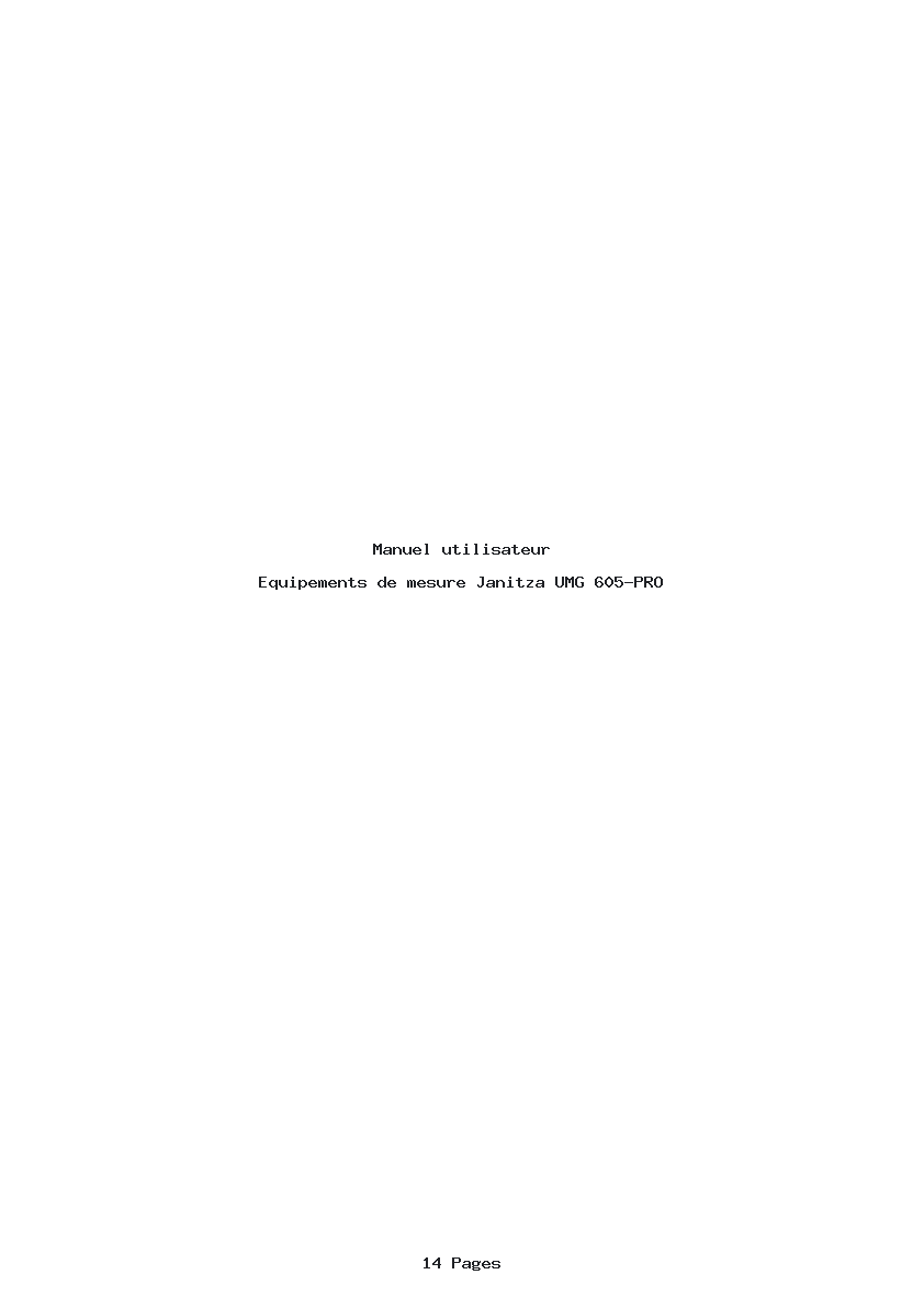 Page 1 de la notice Manuel utilisateur Janitza UMG 605-PRO