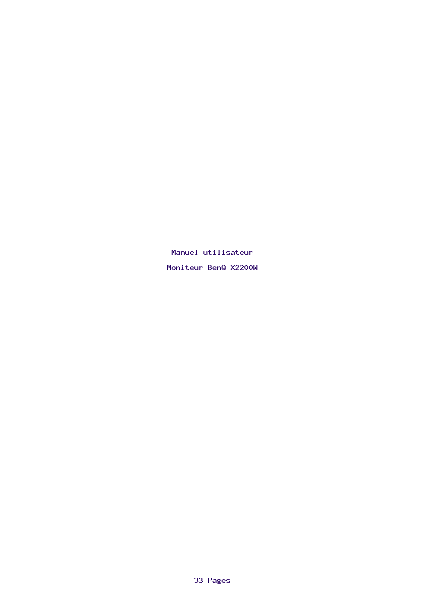 Page 1 de la notice Manuel utilisateur BenQ X2200W
