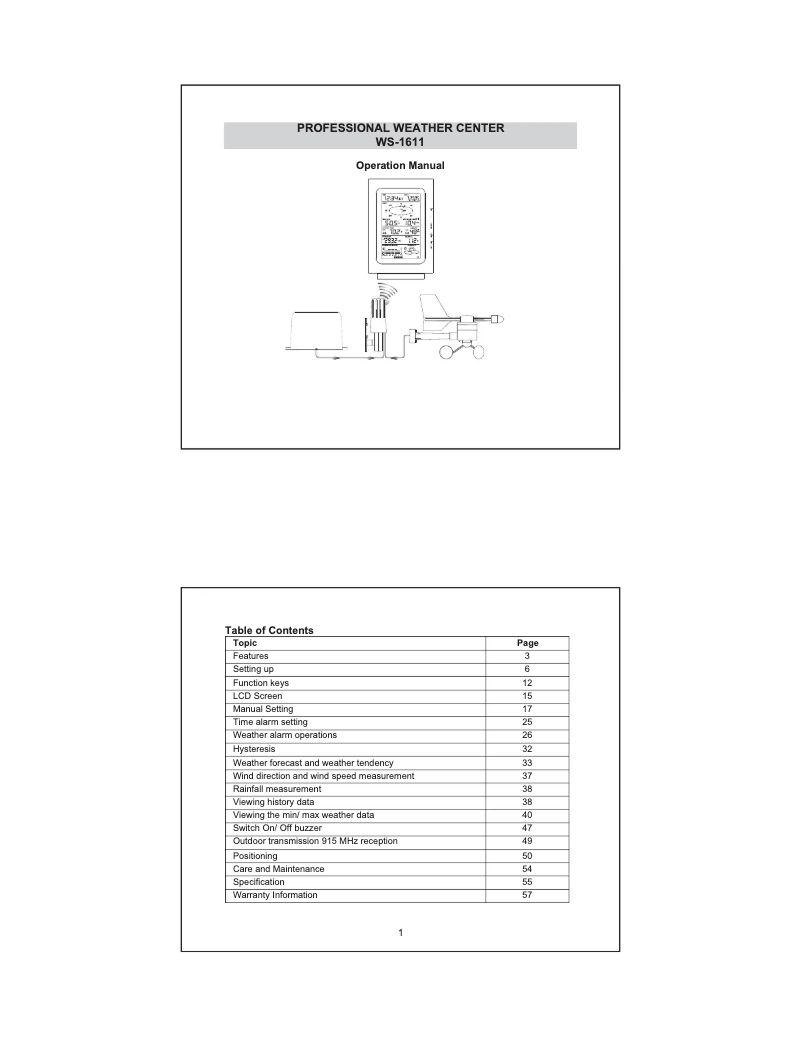 Page 1 de la notice Manuel utilisateur La Crosse Technology WS1611