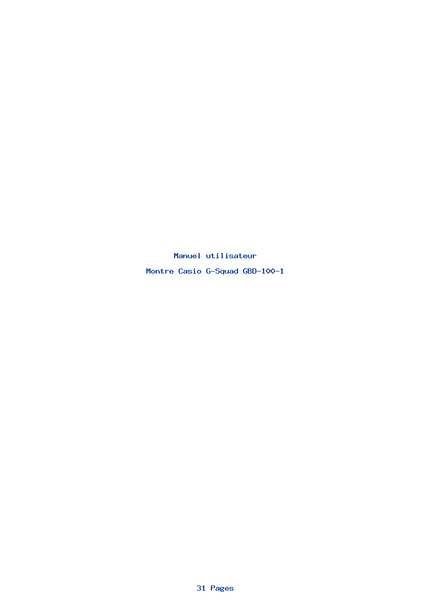 Page 1 de la notice Manuel utilisateur Casio G-Squad GBD-100-1