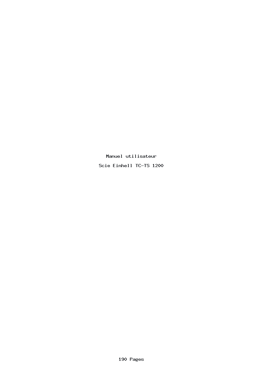Page 1 de la notice Manuel utilisateur Einhell TC-TS 1200
