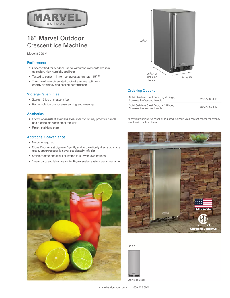 Page 1 de la notice Manuel utilisateur Marvel Outdoor 25OiM