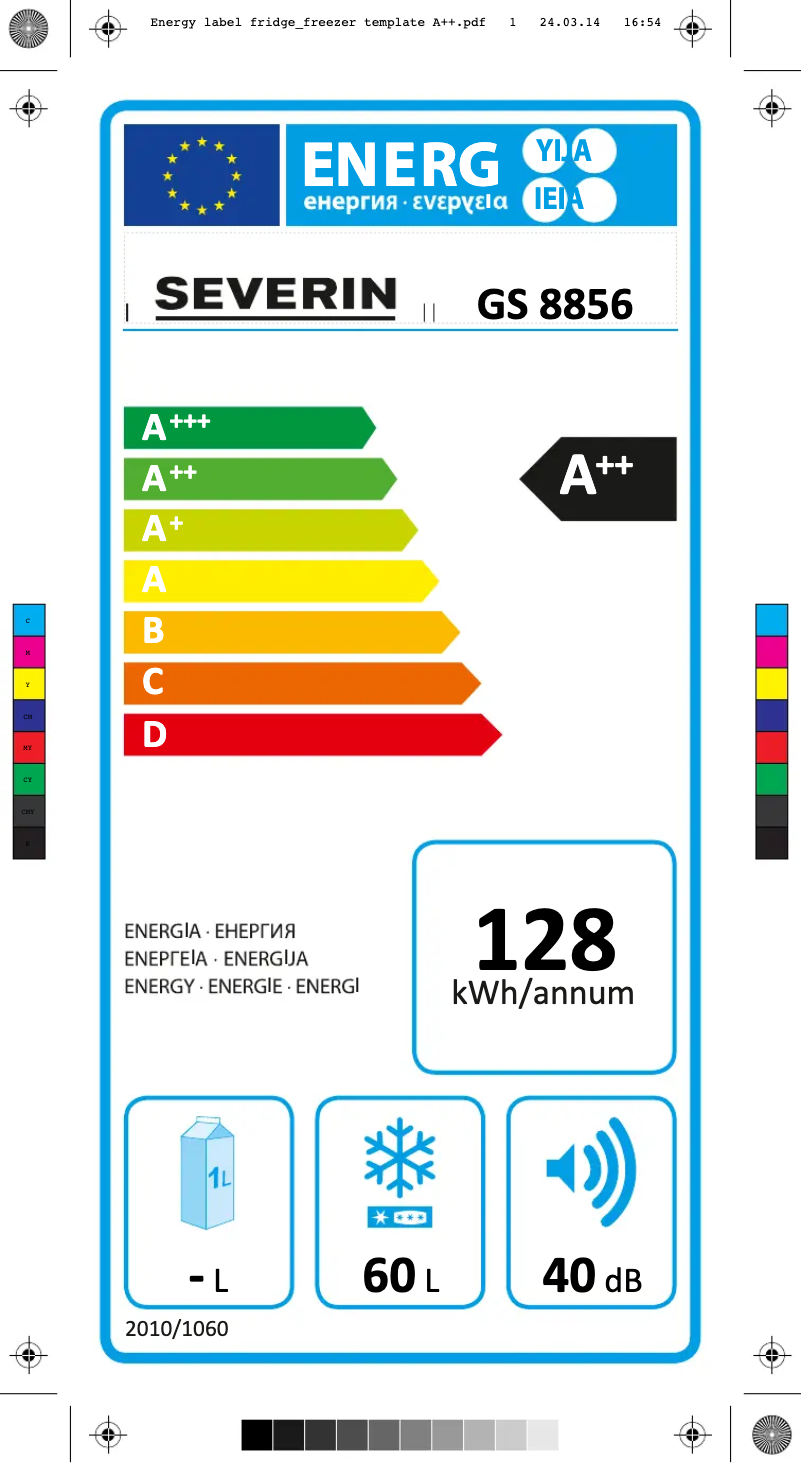 Page 1 de la notice Label énergétique Severin GS 8856