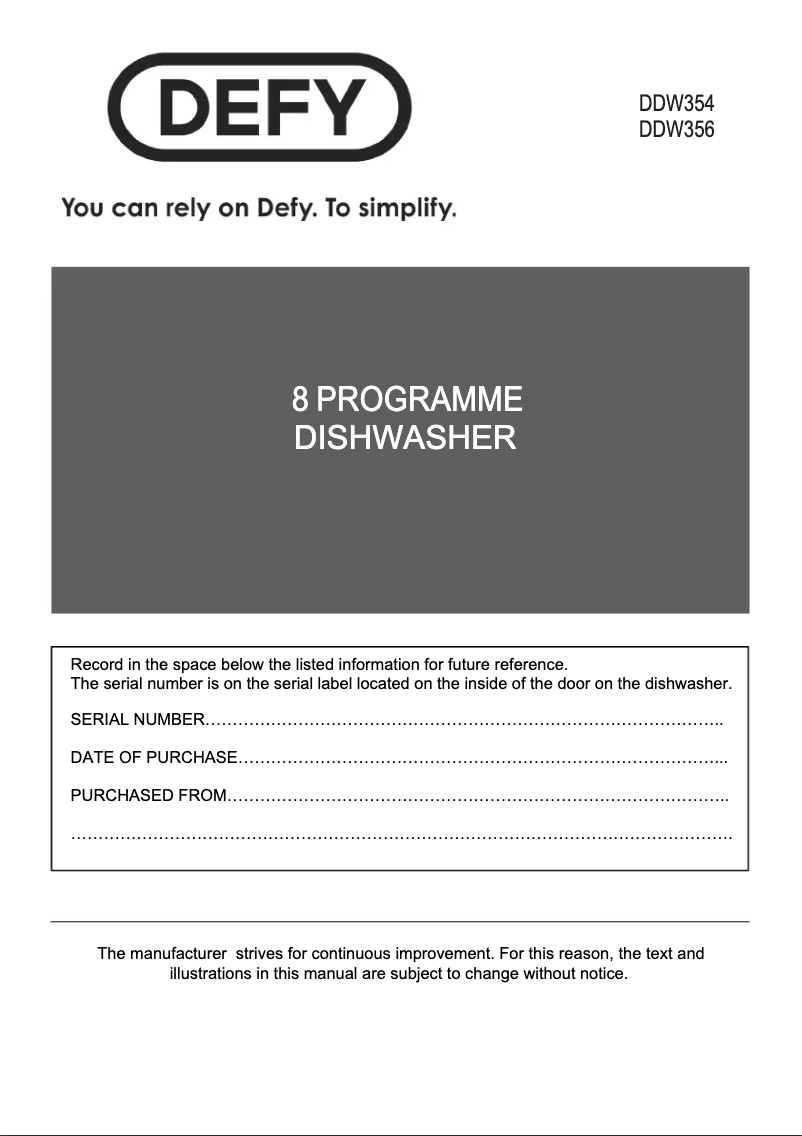 Page 1 de la notice Manuel utilisateur Defy DDW356