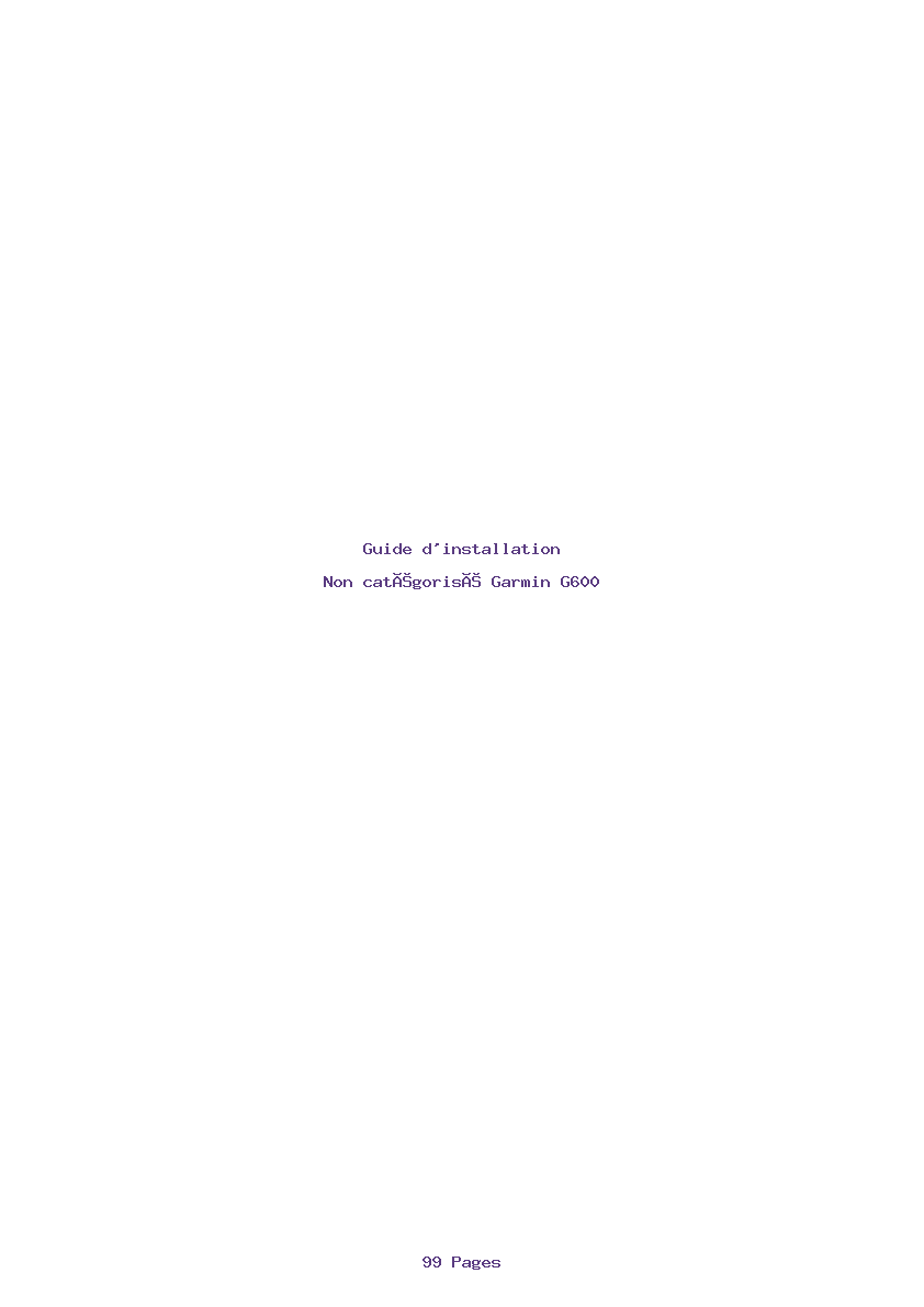 Page 1 de la notice Guide d'installation Garmin G600