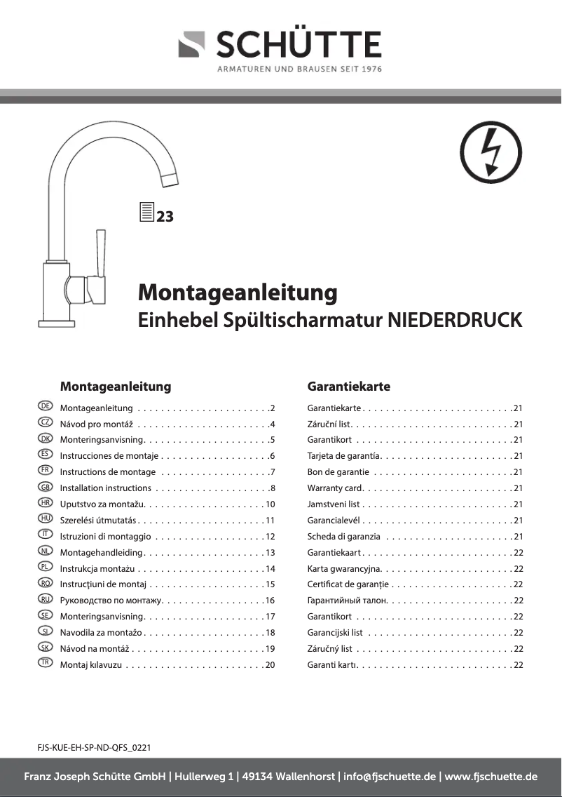 Página 1 del manual Manual de usuario Schütte Cornwall