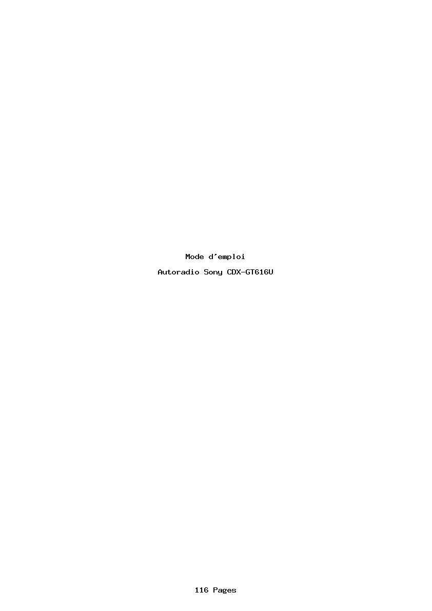 Page 1 de la notice Mode d'emploi Sony CDX-GT616U