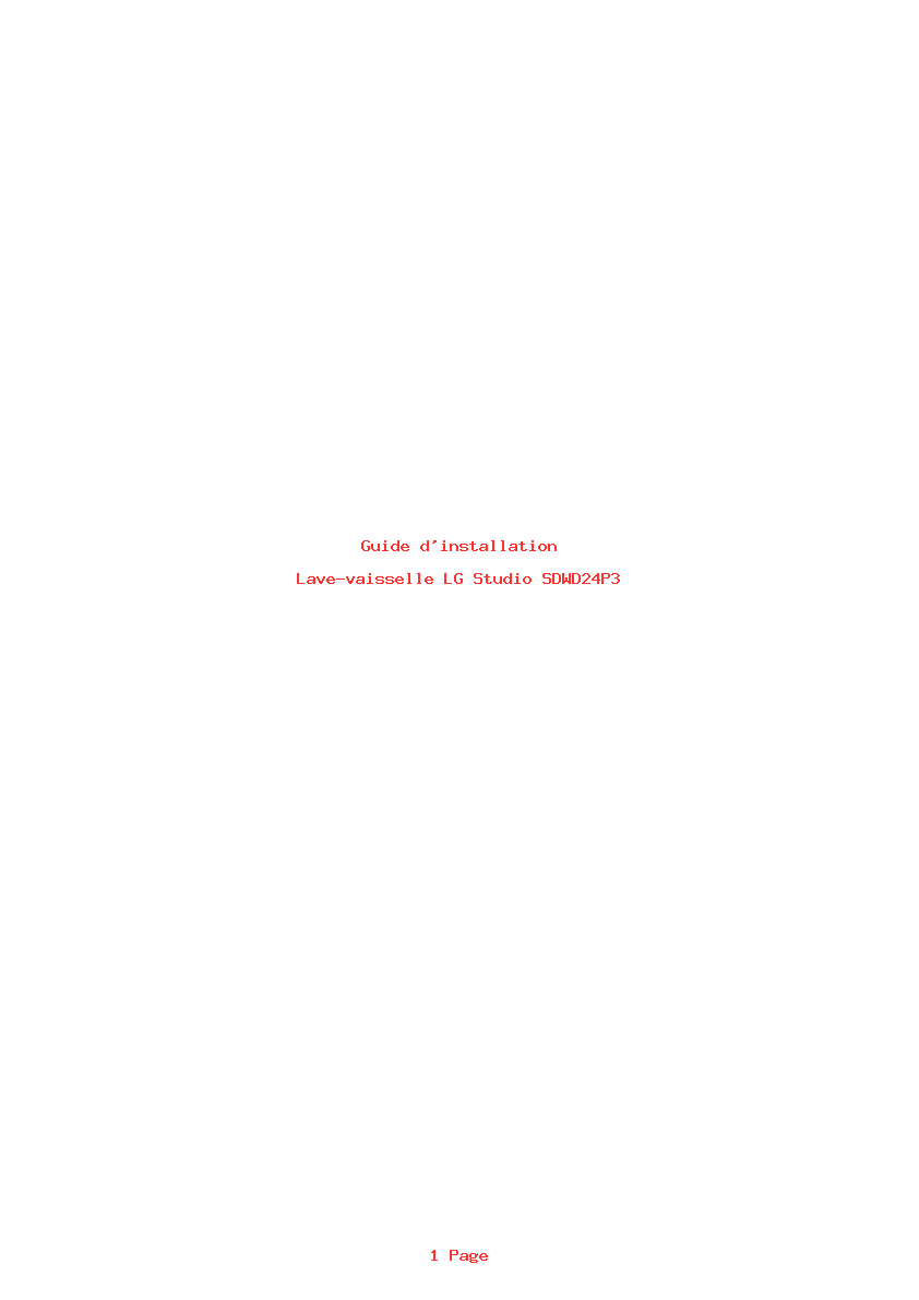 Page 1 de la notice Guide d'installation LG Studio SDWD24P3
