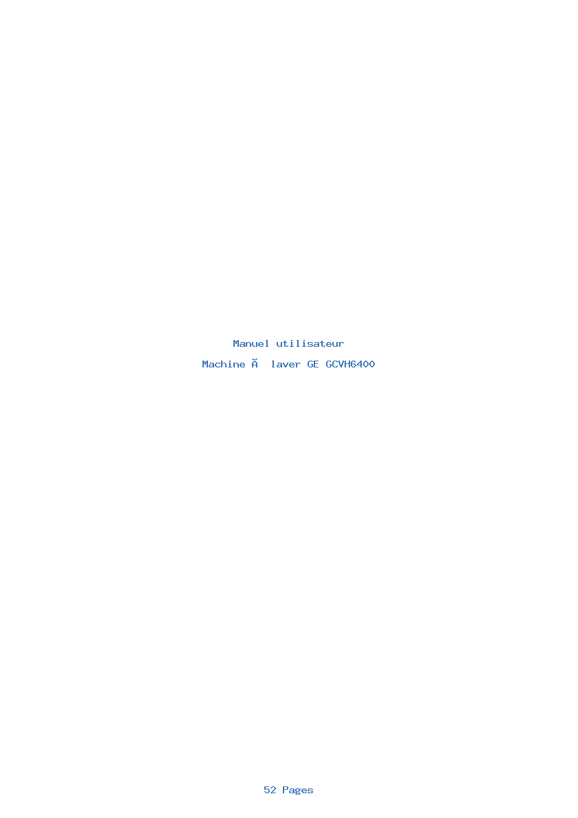 Page 1 de la notice Manuel utilisateur GE GCVH6400