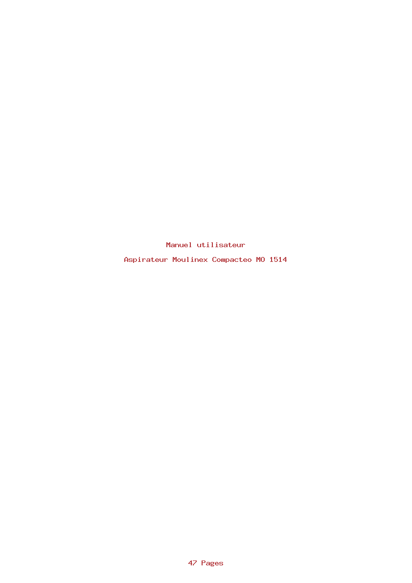 Page 1 de la notice Manuel utilisateur Moulinex Compacteo MO 1514