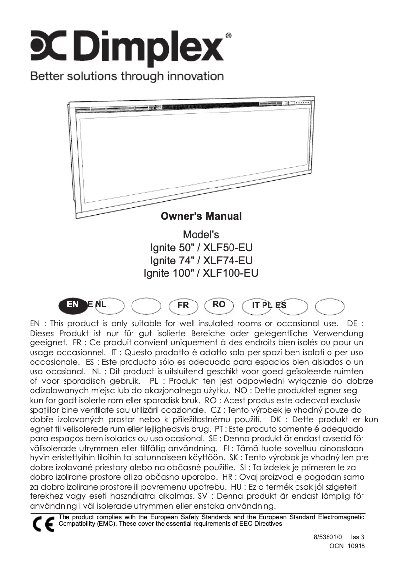 Page 1 de la notice Fiche technique Dimplex XLF74