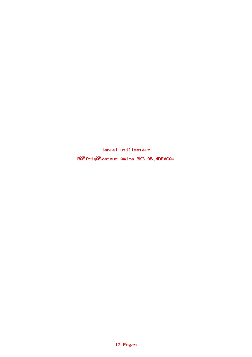 Page 1 de la notice Manuel utilisateur Amica BK3195.4DFVCAA