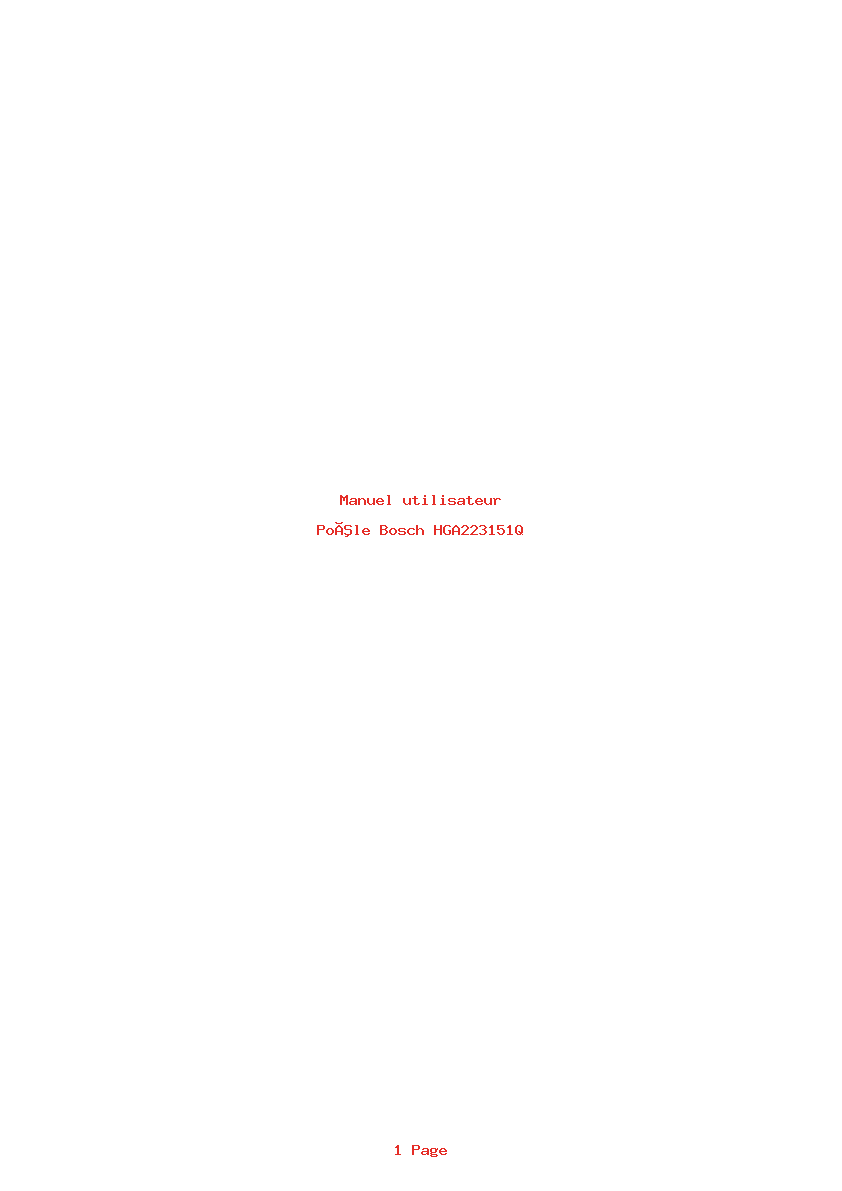 Page 1 de la notice Manuel utilisateur Bosch HGA223151Q