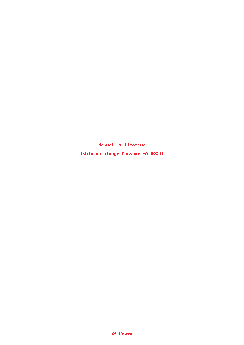 Page 1 de la notice Manuel utilisateur Monacor PA-900DT