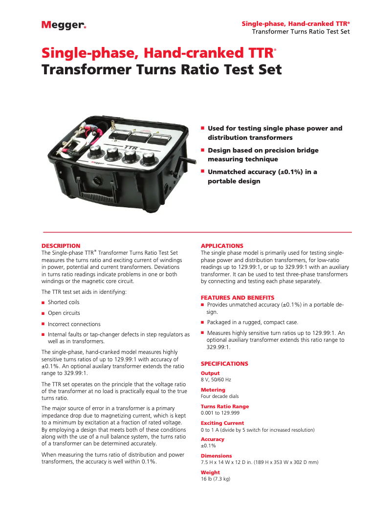 Página 1 del manual Manual de usuario Megger AVTM 55-Jd