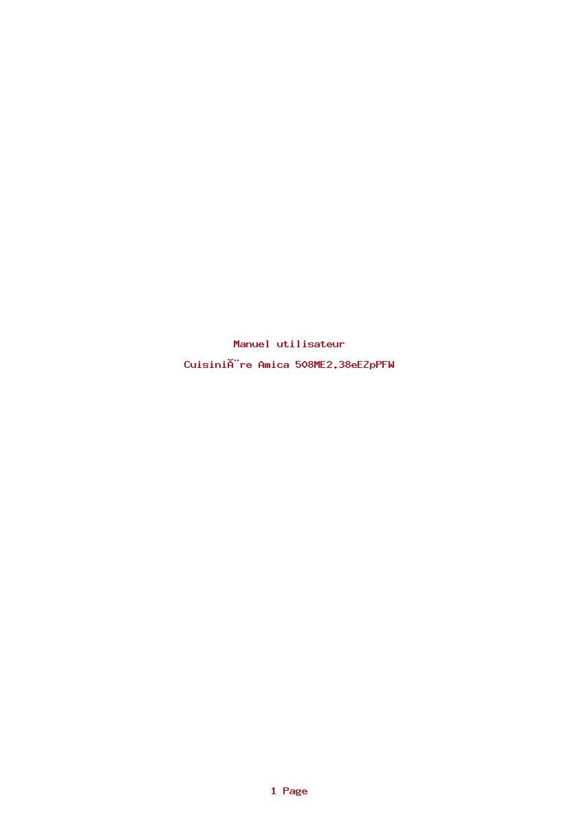 Page 1 de la notice Manuel utilisateur Amica 508ME2.38eEZpPFW