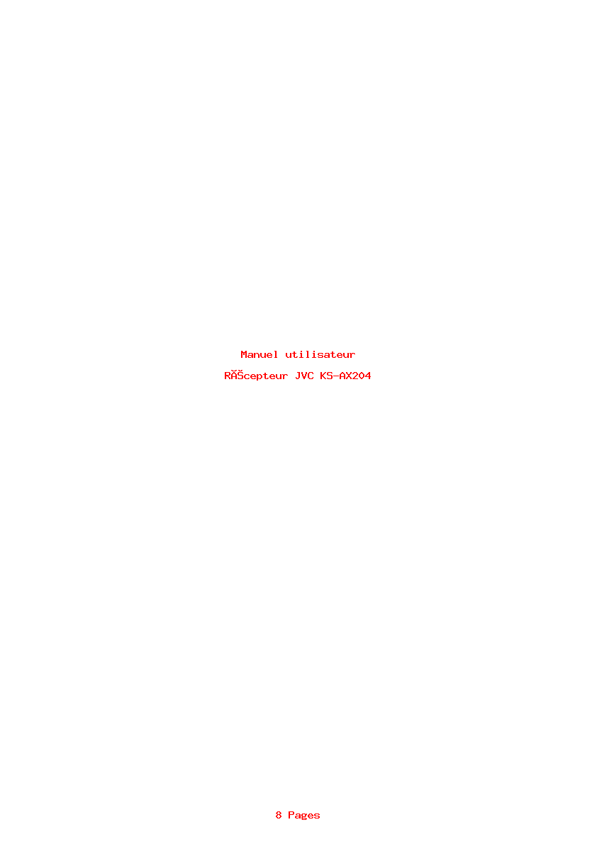 Page 1 de la notice Manuel utilisateur JVC KS-AX204