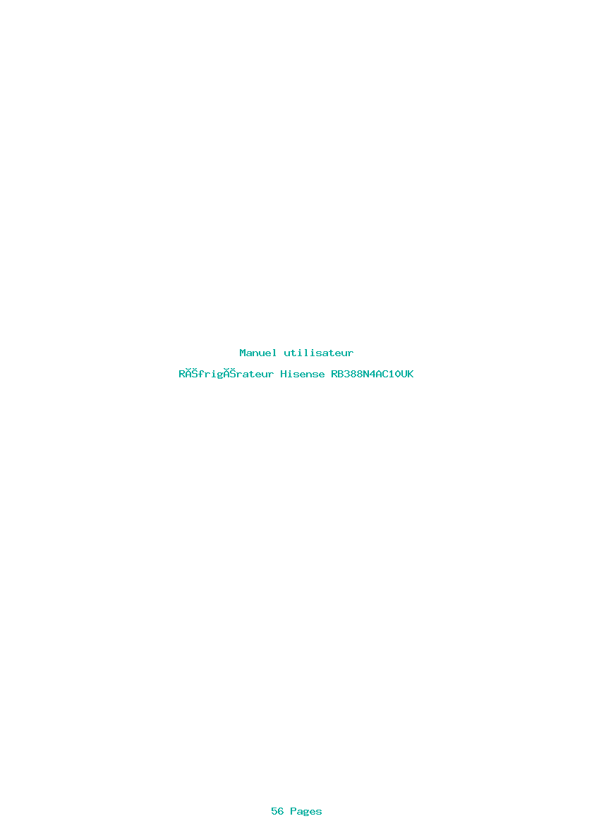Page 1 de la notice Manuel utilisateur Hisense RB388N4AC10UK