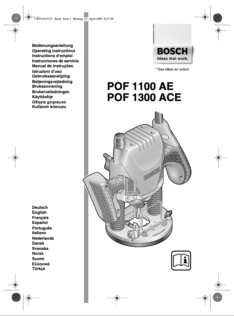 Page 1 de la notice Manuel utilisateur Bosch POF 1100 AE
