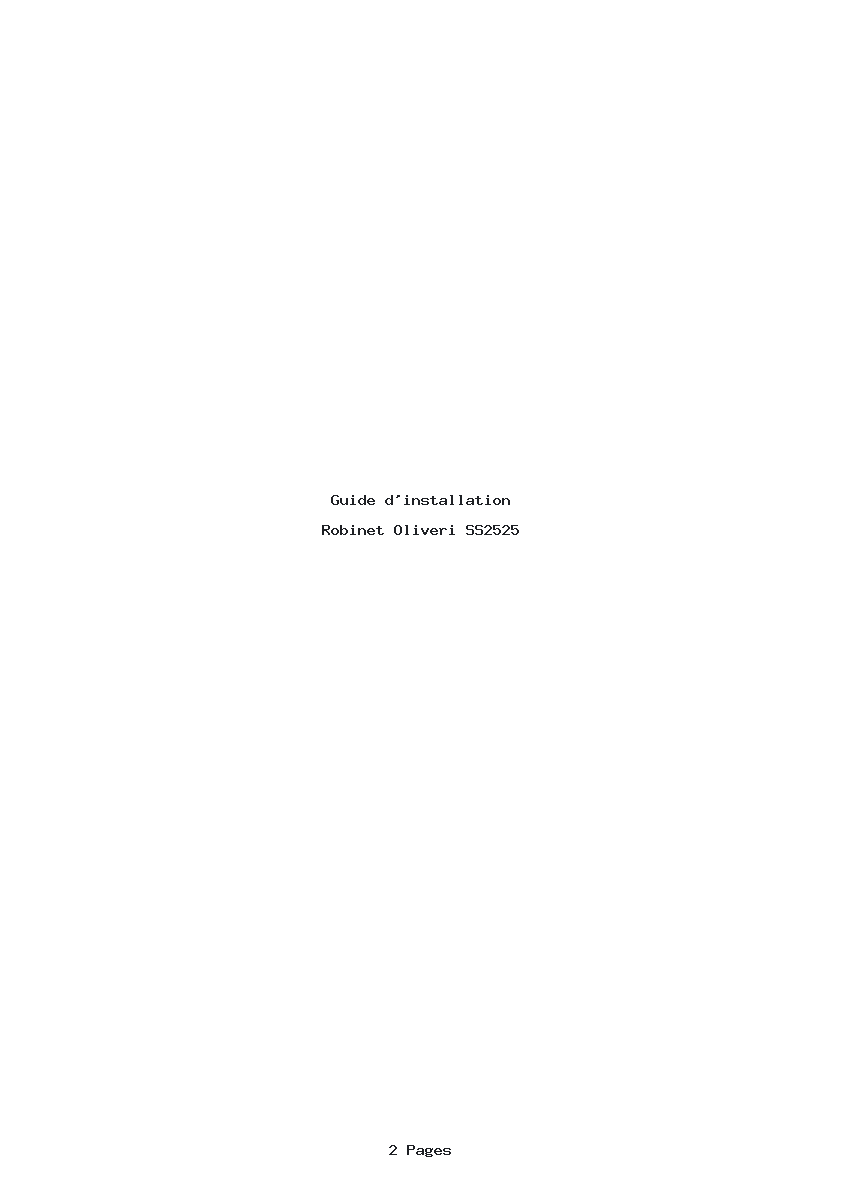 Page 1 de la notice Guide d'installation Oliveri SS2525