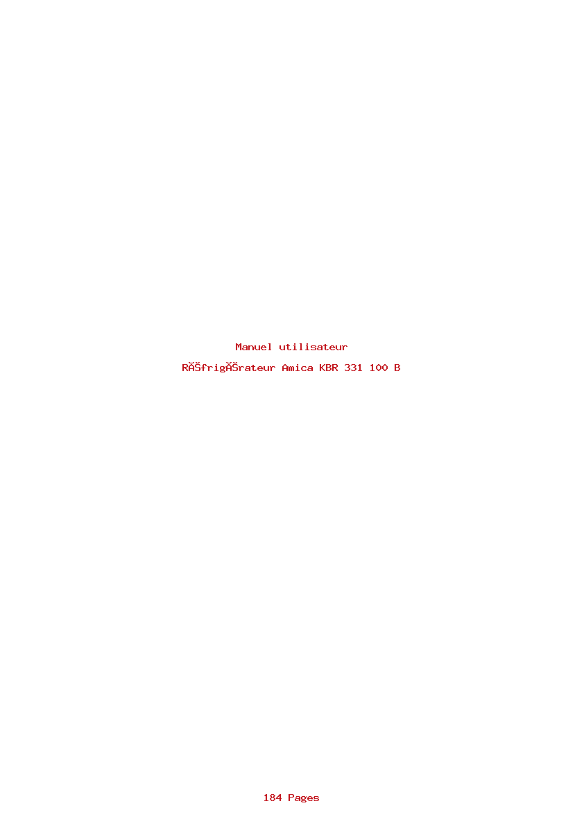 Page 1 de la notice Manuel utilisateur Amica KBR 331 100 B