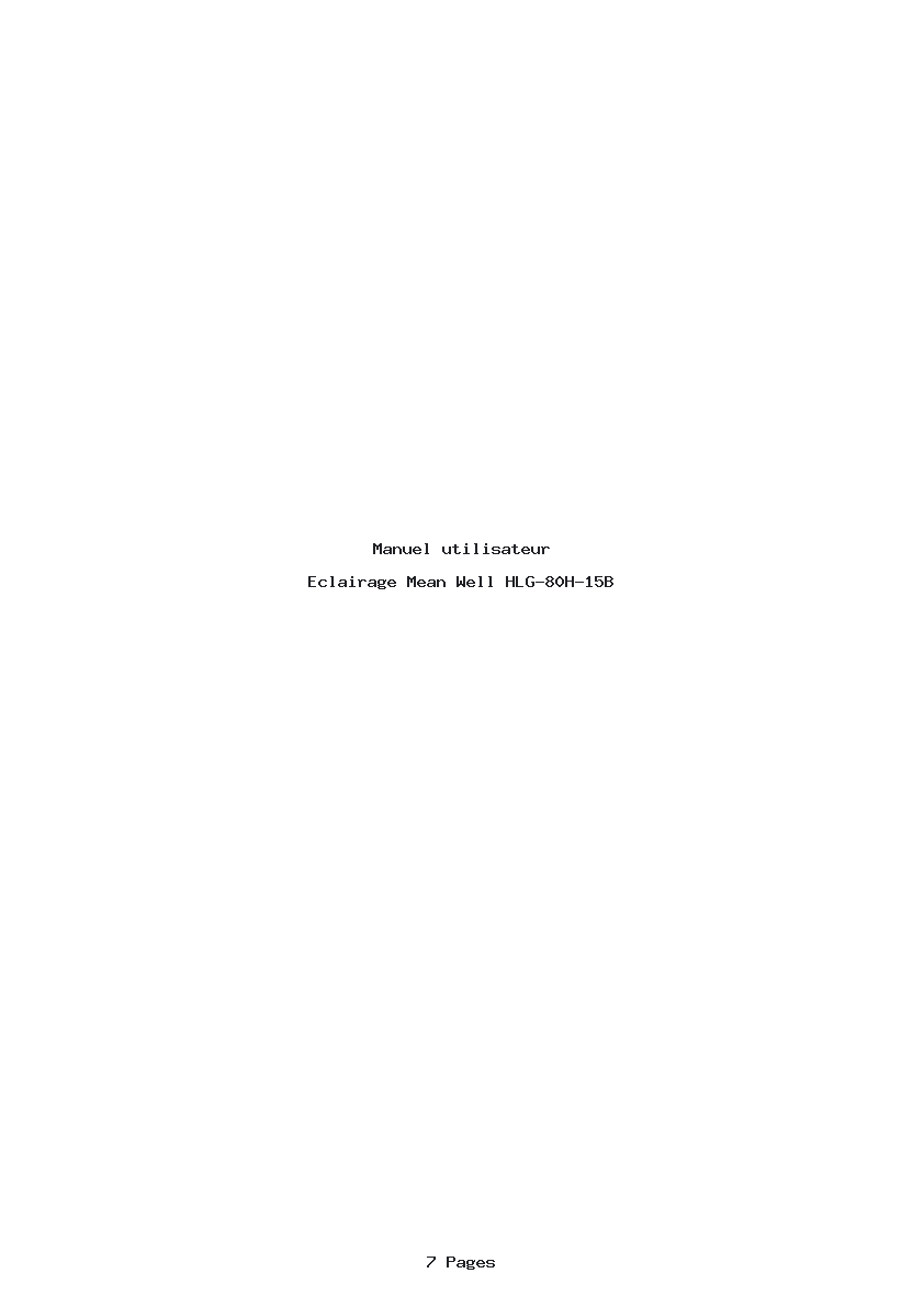 Page 1 de la notice Manuel utilisateur Mean Well HLG-80H-15B