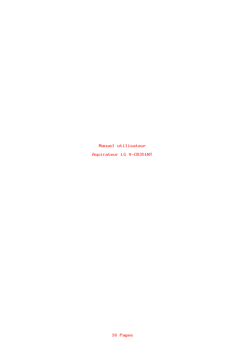 Page 1 de la notice Manuel utilisateur LG V-CB351NT