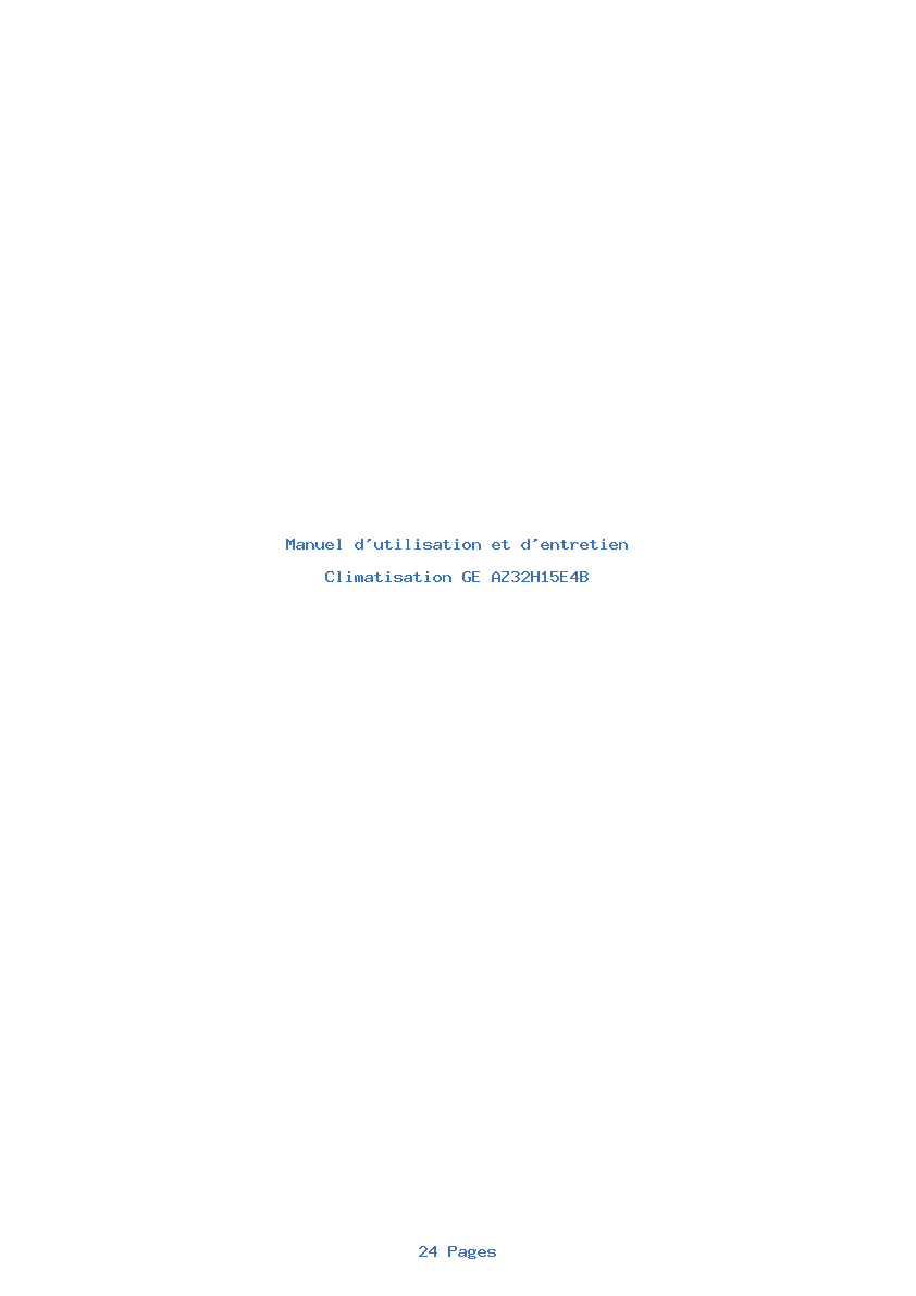 Page 1 de la notice Manuel d'utilisation et d'entretien GE AZ32H15E4B