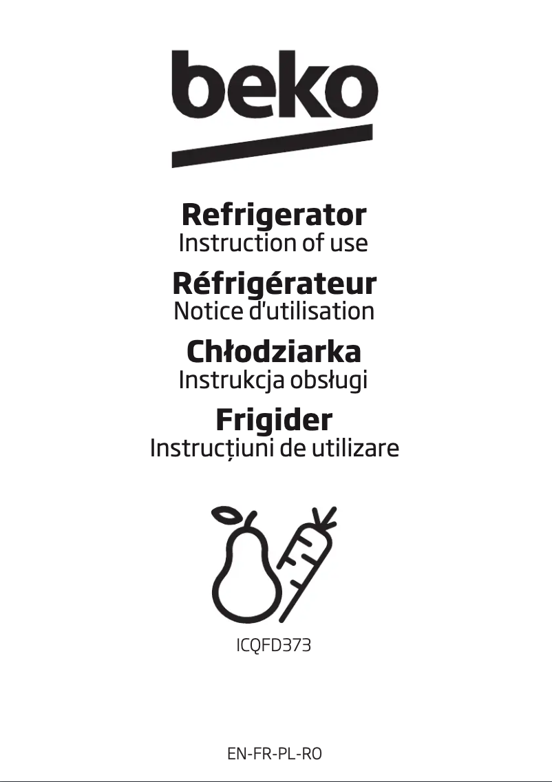 Page 1 de la notice Manuel utilisateur Beko ICQFD373