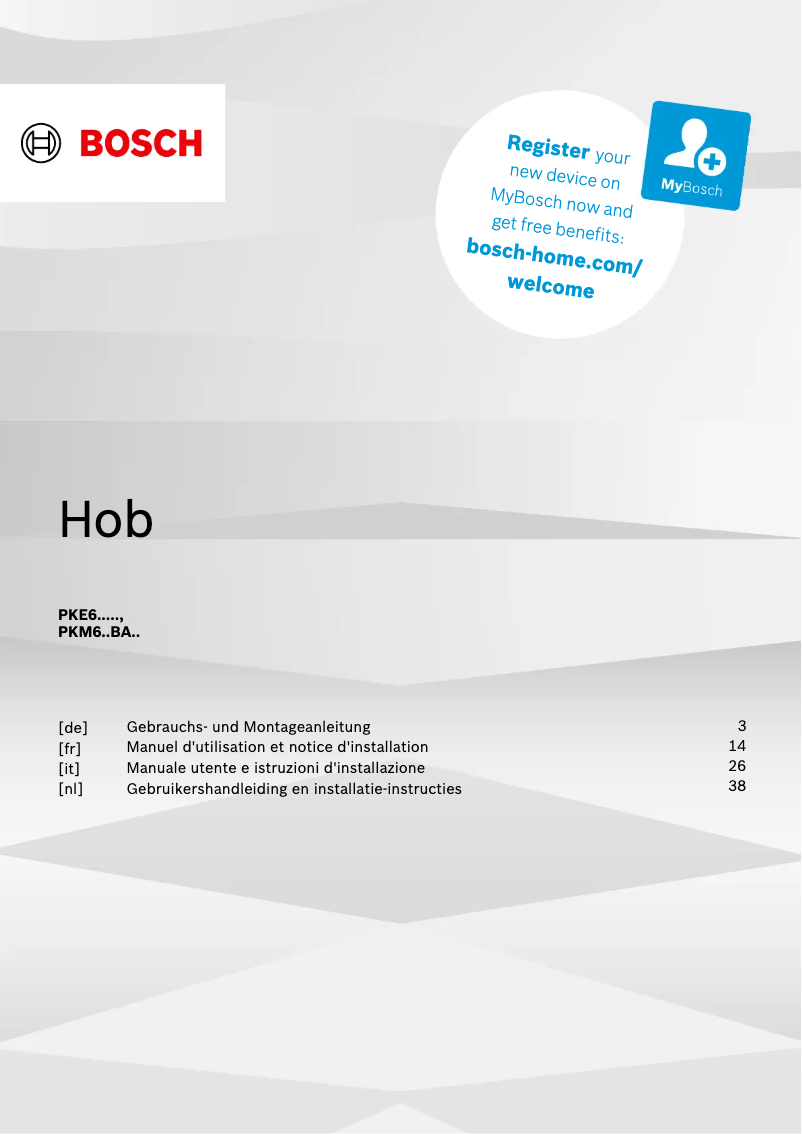 Page 1 de la notice Manuel utilisateur Bosch PKE645BA2E