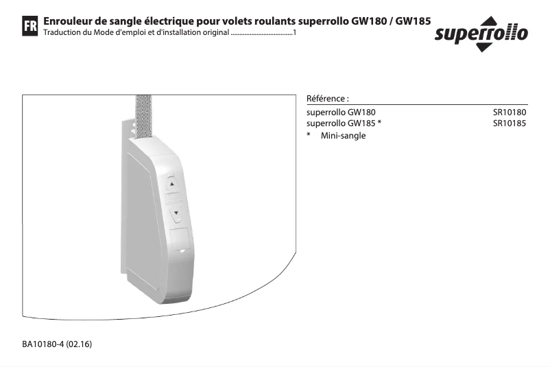 Page 1 of the manual User Manual Superrollo GW185