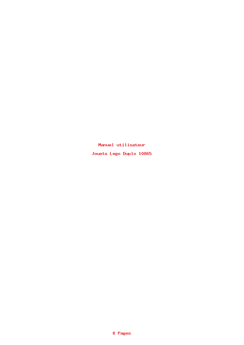 Page 1 de la notice Manuel utilisateur Lego Duplo 10865
