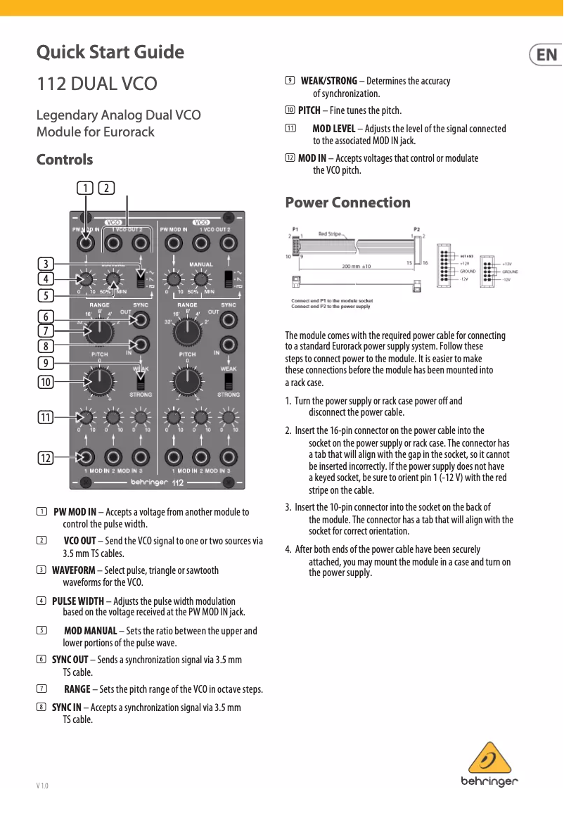 Página 1 del manual Manual de usuario Behringer 112