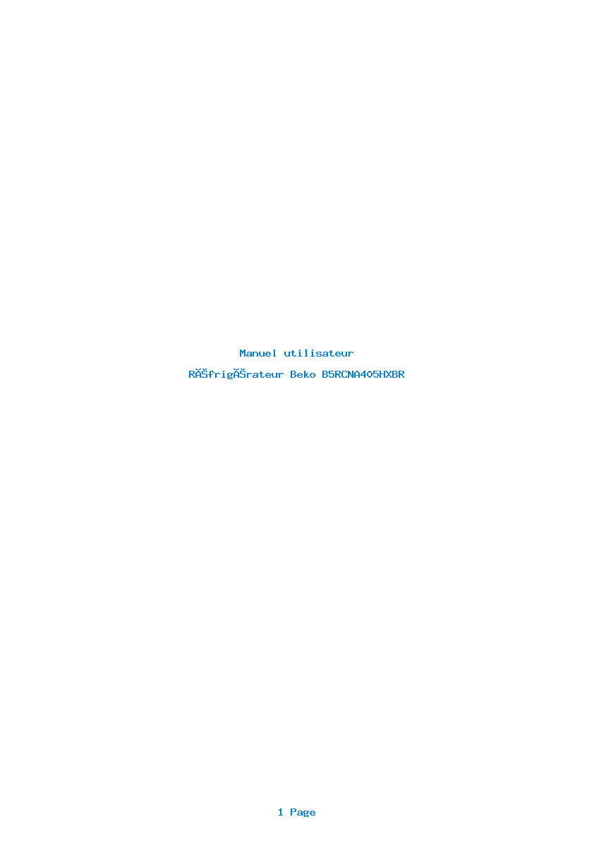 Page 1 de la notice Manuel utilisateur Beko B5RCNA405HXBR