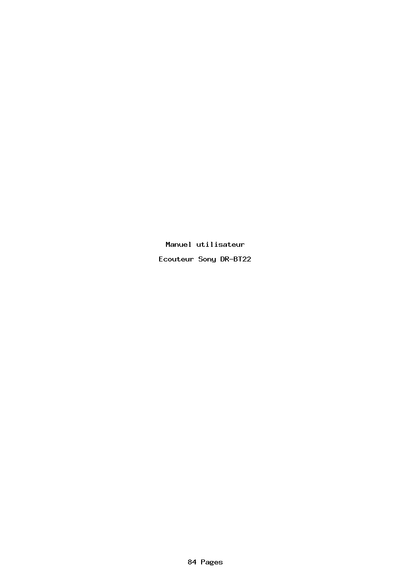 Page 1 de la notice Manuel utilisateur Sony DR-BT22