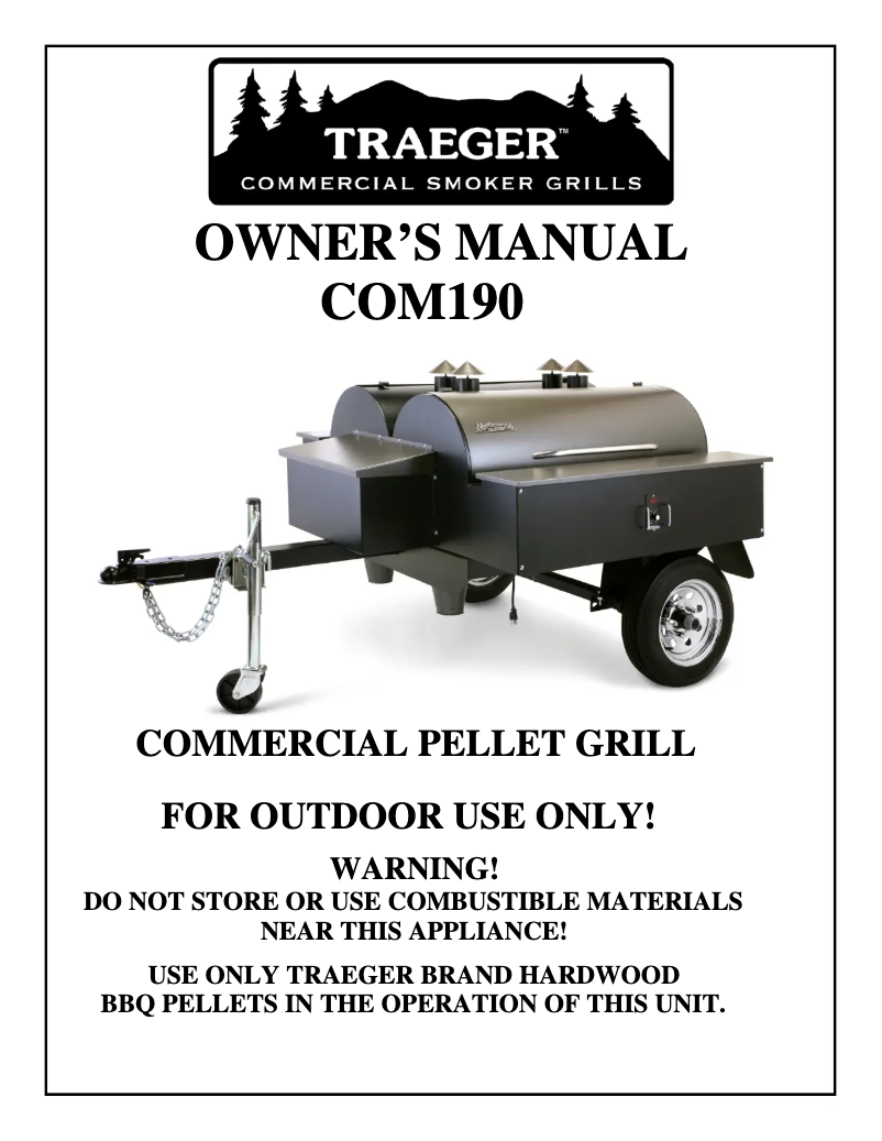 Page 1 of the manual User Manual Traeger COM190
