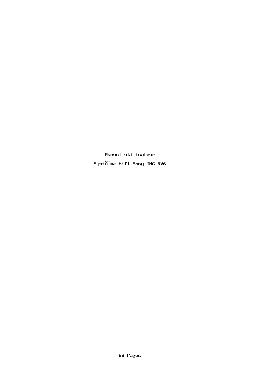 Page 1 de la notice Manuel utilisateur Sony MHC-RV6