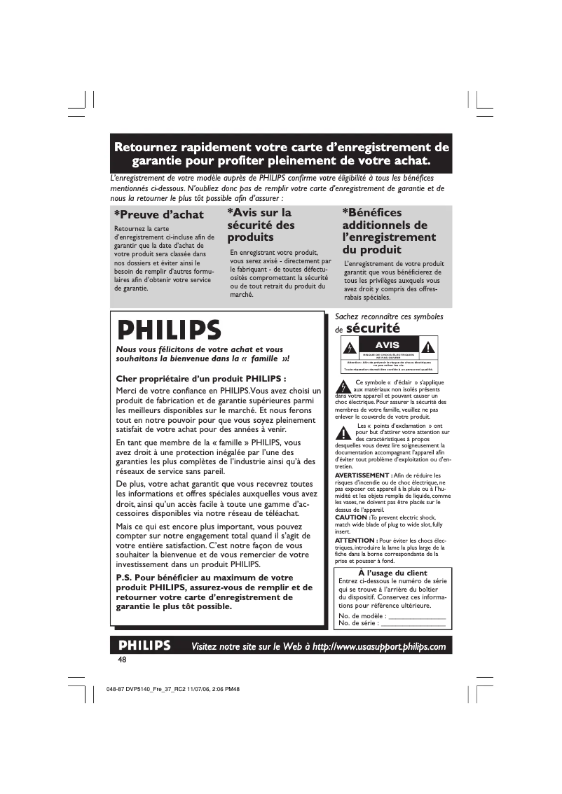 Page 1 de la notice Manuel utilisateur Philips DVP5140